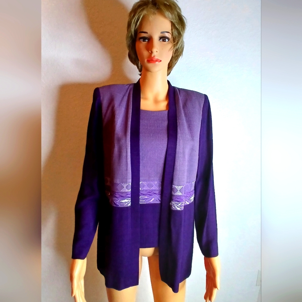 R & M Richards Purple Blazer with Wide Lapels and Tailored Fit, …